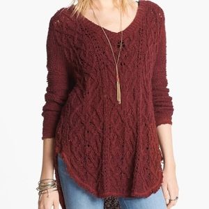 Free People Burgundy Knit Sweater in L